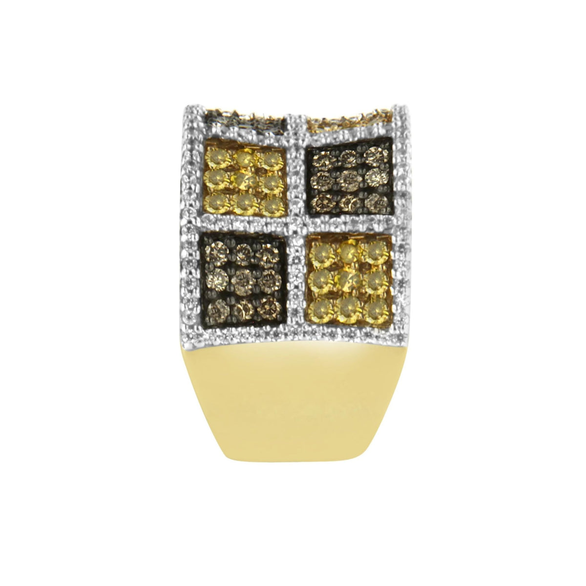14KT Yellow Gold Champagne, Yellow and Round Diamond Band Ring (1 1/2 cttw, H-I Color, I1-I2 Clarity) - LinkagejewelrydesignLinkagejewelrydesign