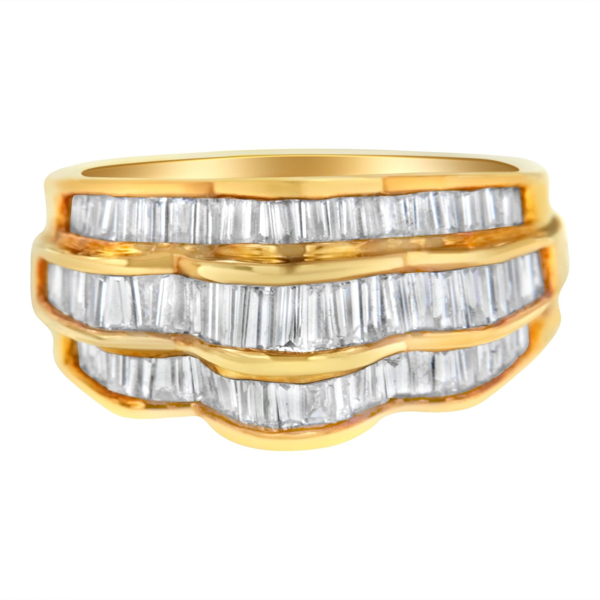 14KT Yellow Gold Diamond Multi-Row Band Ring (1 1/4 cttw, H-I Color, SI1-SI2 Clarity) - LinkagejewelrydesignLinkagejewelrydesign