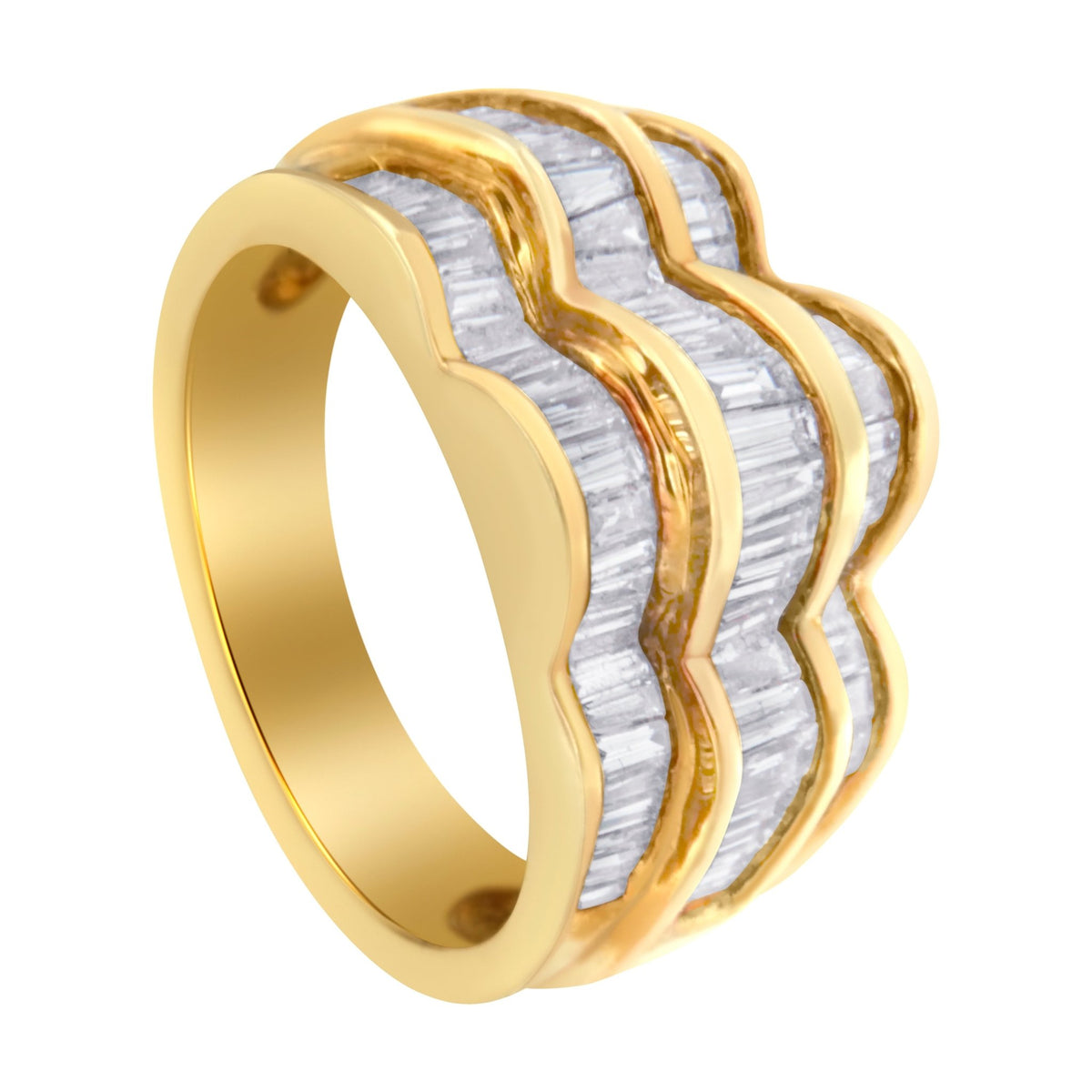 14KT Yellow Gold Diamond Multi-Row Band Ring (1 1/4 cttw, H-I Color, SI1-SI2 Clarity) - LinkagejewelrydesignLinkagejewelrydesign