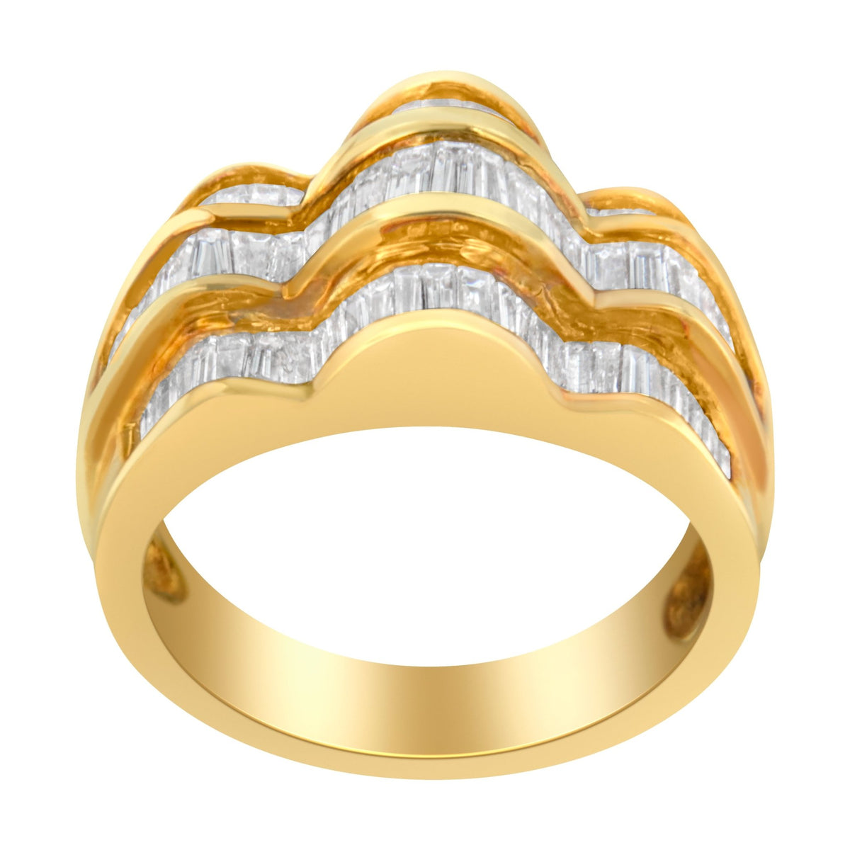 14KT Yellow Gold Diamond Multi-Row Band Ring (1 1/4 cttw, H-I Color, SI1-SI2 Clarity) - LinkagejewelrydesignLinkagejewelrydesign