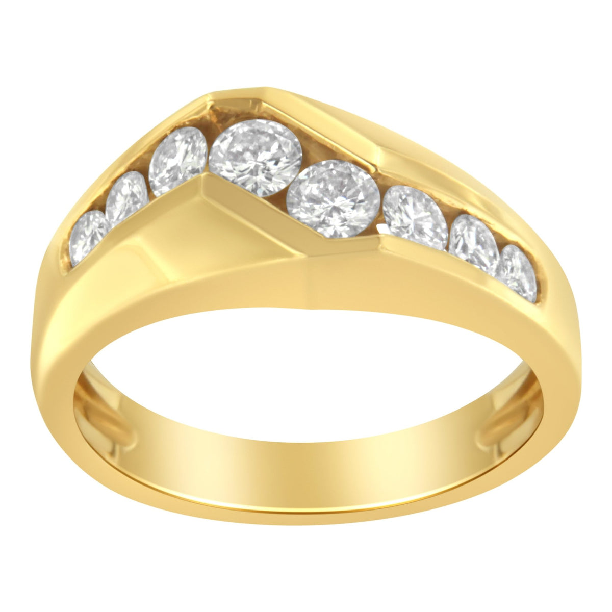 14KT Yellow Gold Men&#39;s Round Cut Diamond Ring (1 cttw, H-I Color, SI2-I1 Clarity) - LinkagejewelrydesignLinkagejewelrydesign