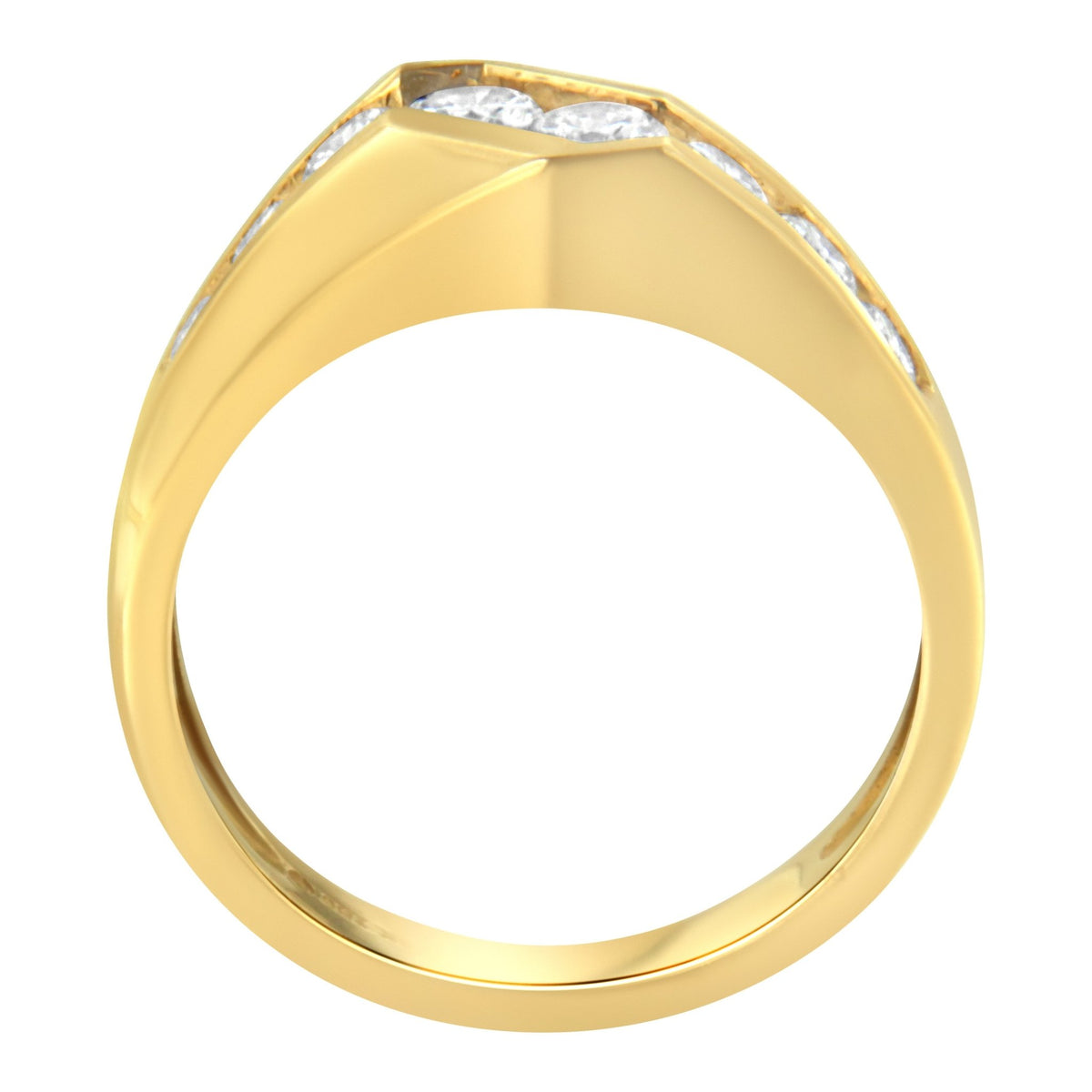 14KT Yellow Gold Men&#39;s Round Cut Diamond Ring (1 cttw, H-I Color, SI2-I1 Clarity) - LinkagejewelrydesignLinkagejewelrydesign