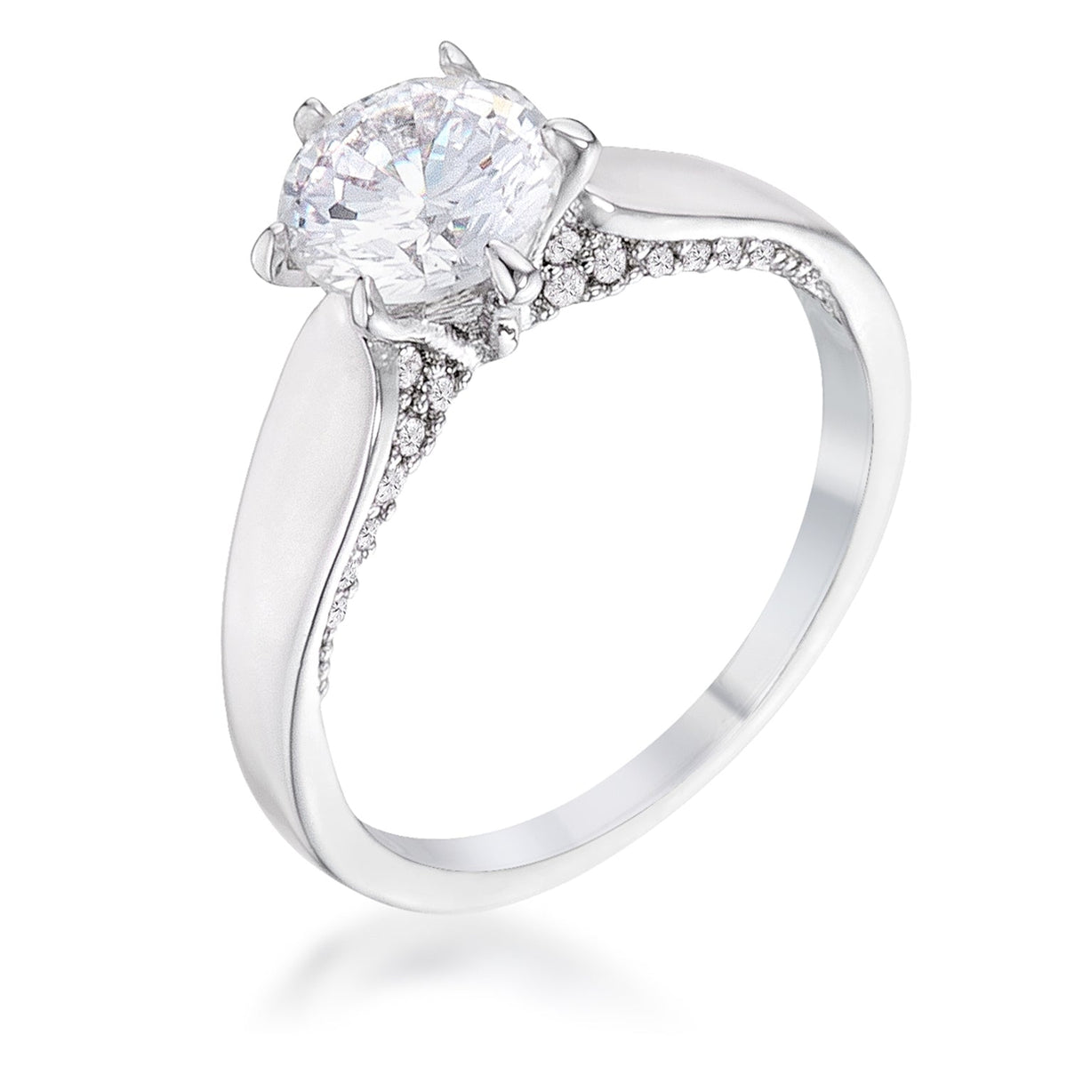 1.56Ct Contemporary Rhodium Plated CZ Solitaire Ring, &lt;b&gt;Size 5&lt;/b&gt; - LinkagejewelrydesignLinkagejewelrydesign