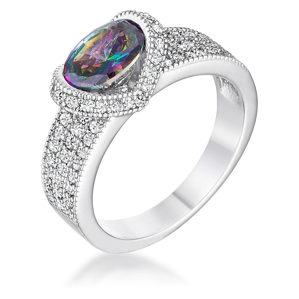 1.6 Ct Mystic Oval CZ Ring, &lt;b&gt;Size 5&lt;/b&gt; - LinkagejewelrydesignLinkagejewelrydesign