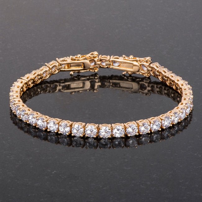 17.6 Ct Gold Plated Tennis Bracelet with Shimmering Round CZ - LinkagejewelrydesignLinkagejewelrydesign