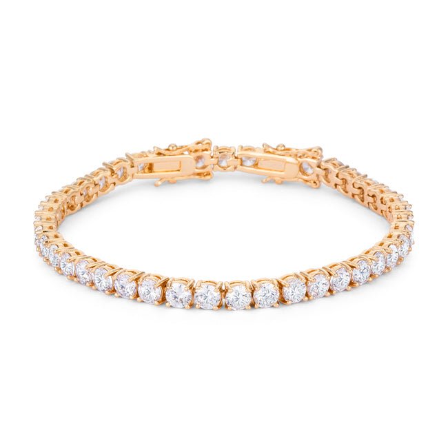 17.6 Ct Gold Plated Tennis Bracelet with Shimmering Round CZ - LinkagejewelrydesignLinkagejewelrydesign