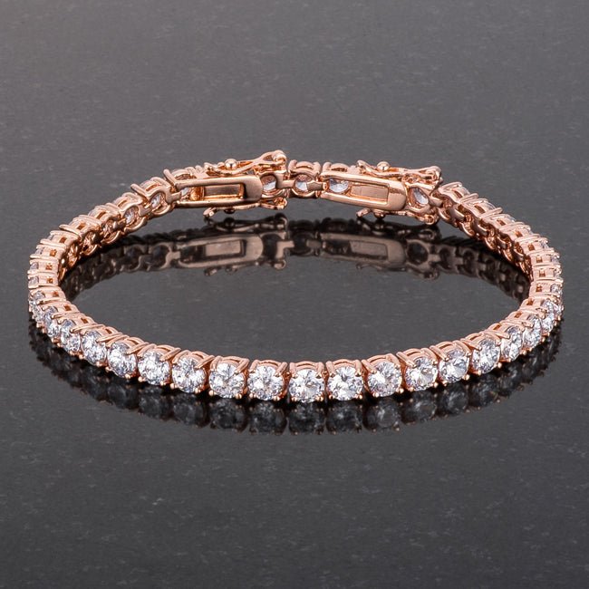 17.6 Ct Rosegold Tennis Bracelet with Shimmering Round CZ - LinkagejewelrydesignLinkagejewelrydesign