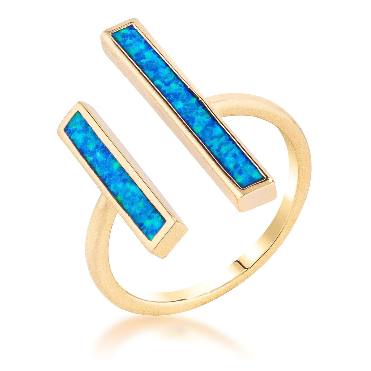 18k Gold Plated Blue Opal Ring, &lt;b&gt;Size 5&lt;/b&gt; - LinkagejewelrydesignLinkagejewelrydesign