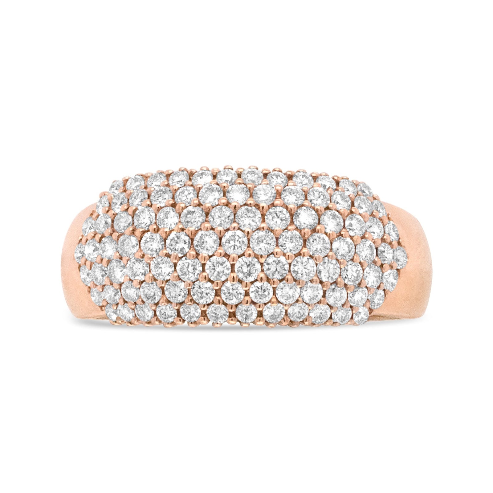 18K Rose Gold 1.00 Cttw Diamond Multi Row Dome Band Ring (F-G Color, VS1-VS2 Clarity) - Ring size 7 - LinkagejewelrydesignLinkagejewelrydesign
