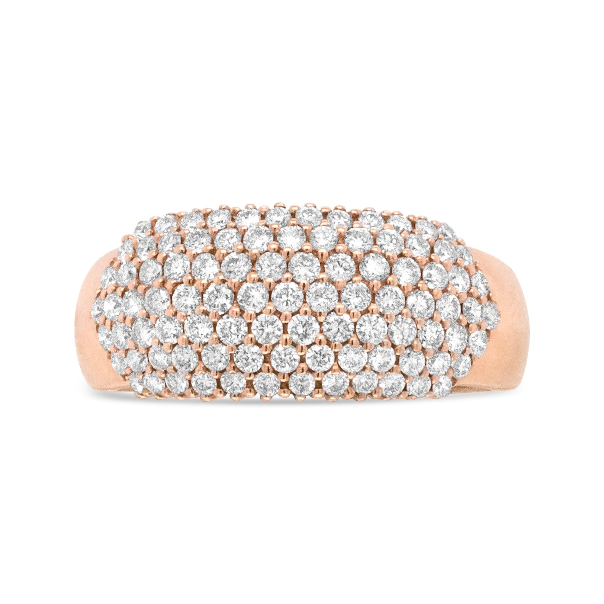 18K Rose Gold 1.00 Cttw Diamond Multi Row Dome Band Ring (F-G Color, VS1-VS2 Clarity) - Ring size 7 - LinkagejewelrydesignLinkagejewelrydesign