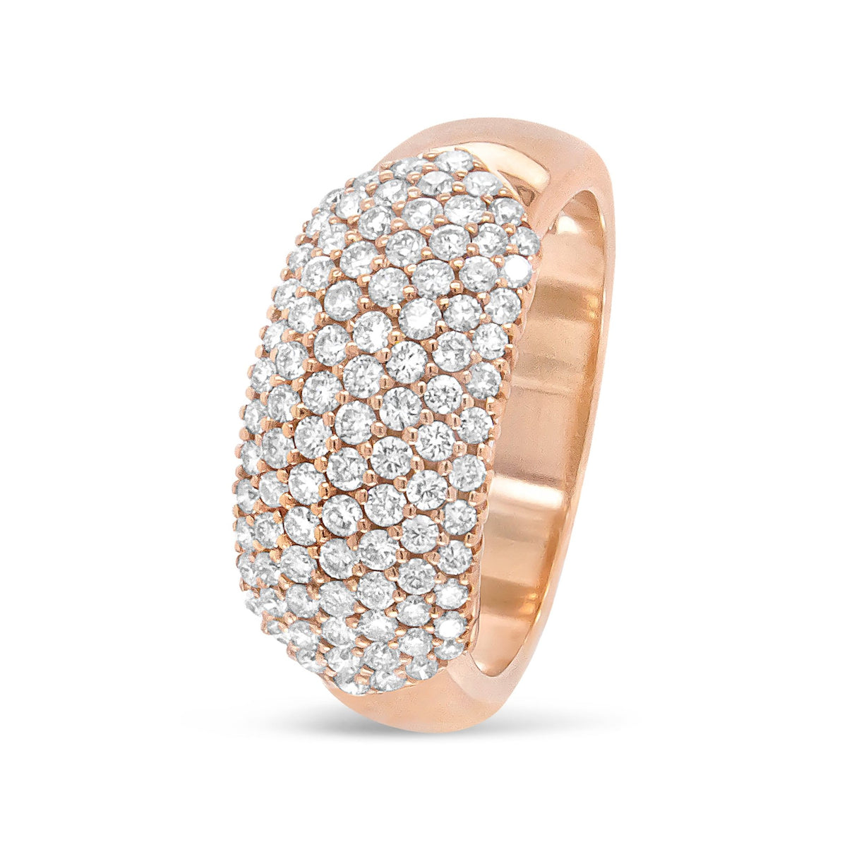 18K Rose Gold 1.00 Cttw Diamond Multi Row Dome Band Ring (F-G Color, VS1-VS2 Clarity) - Ring size 7 - LinkagejewelrydesignLinkagejewelrydesign