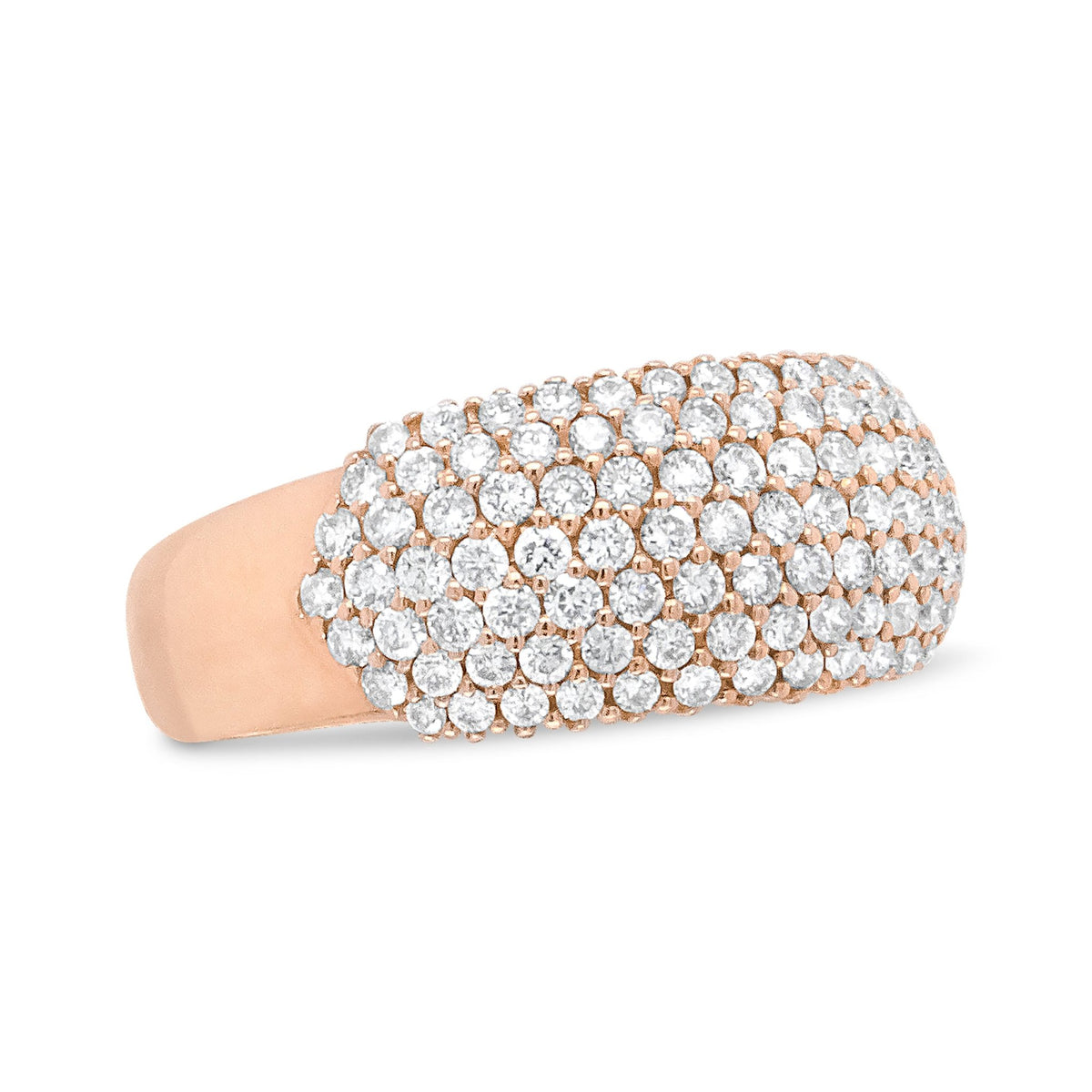 18K Rose Gold 1.00 Cttw Diamond Multi Row Dome Band Ring (F-G Color, VS1-VS2 Clarity) - Ring size 7 - LinkagejewelrydesignLinkagejewelrydesign