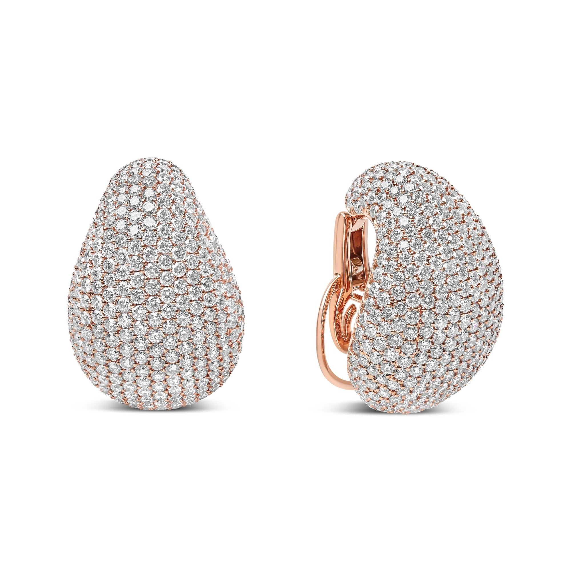 18K Rose Gold 13 1/5 Cttw Micro-Pave Diamond Sculptural Design Statement Omega Back Earrings (G-H Color, SI1-SI2 Clarity) - LinkagejewelrydesignLinkagejewelrydesign