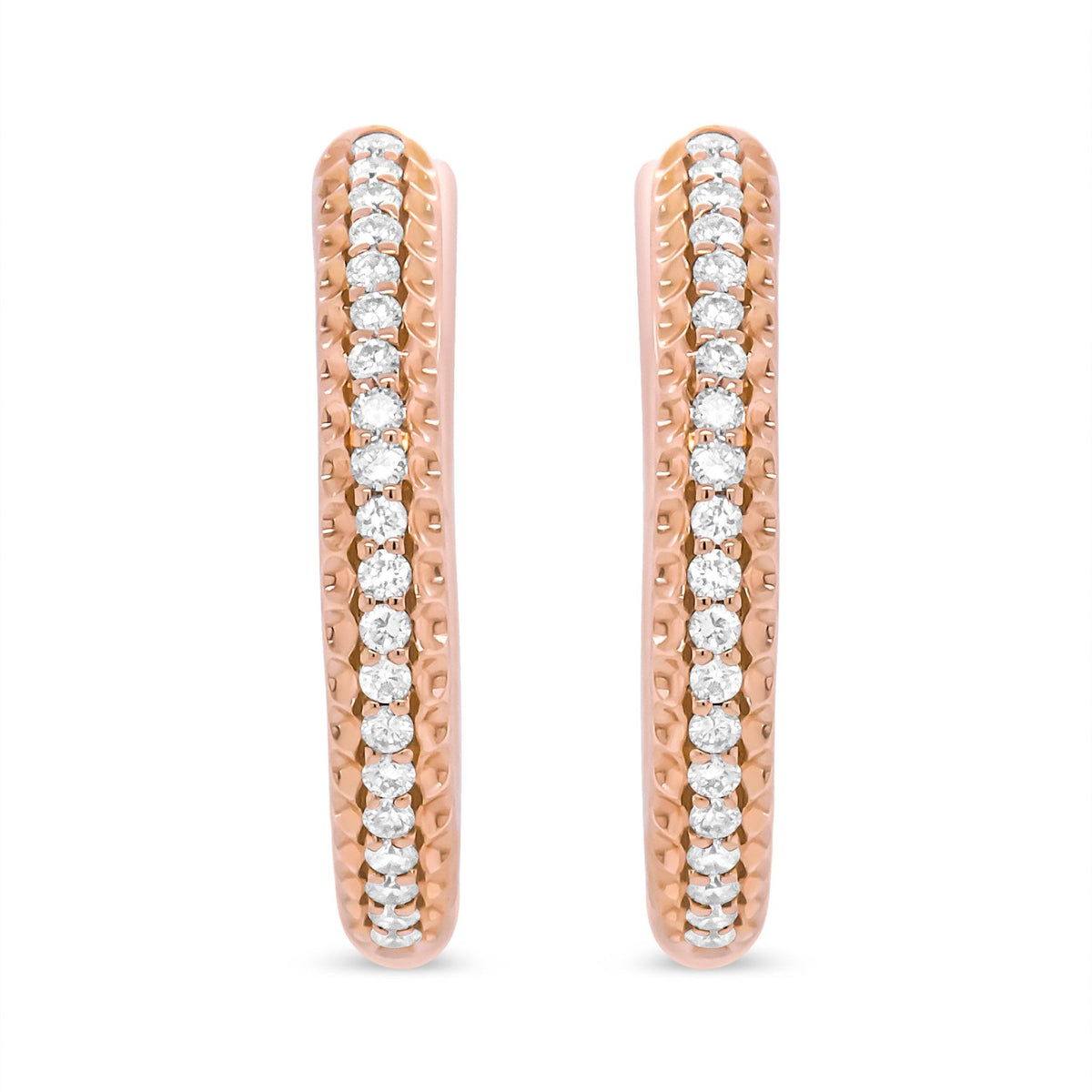 18K Rose Gold 1/3 Cttw Round Cut Diamond Hoop Earrings (F-G Color, VS1-VS2 Clarity) - LinkagejewelrydesignLinkagejewelrydesign