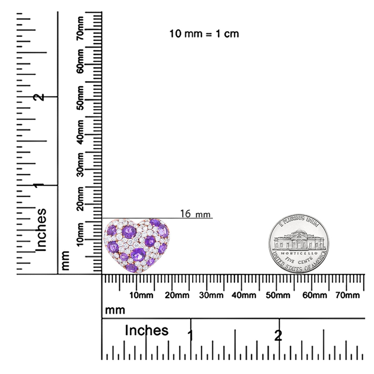 18K Rose Gold 3/4 Cttw Diamond and Purple Amethyst Cluster Heart Shape 18&quot; Pendant Necklace (G-H Color, SI1-SI2 Clarity) - LinkagejewelrydesignLinkagejewelrydesign
