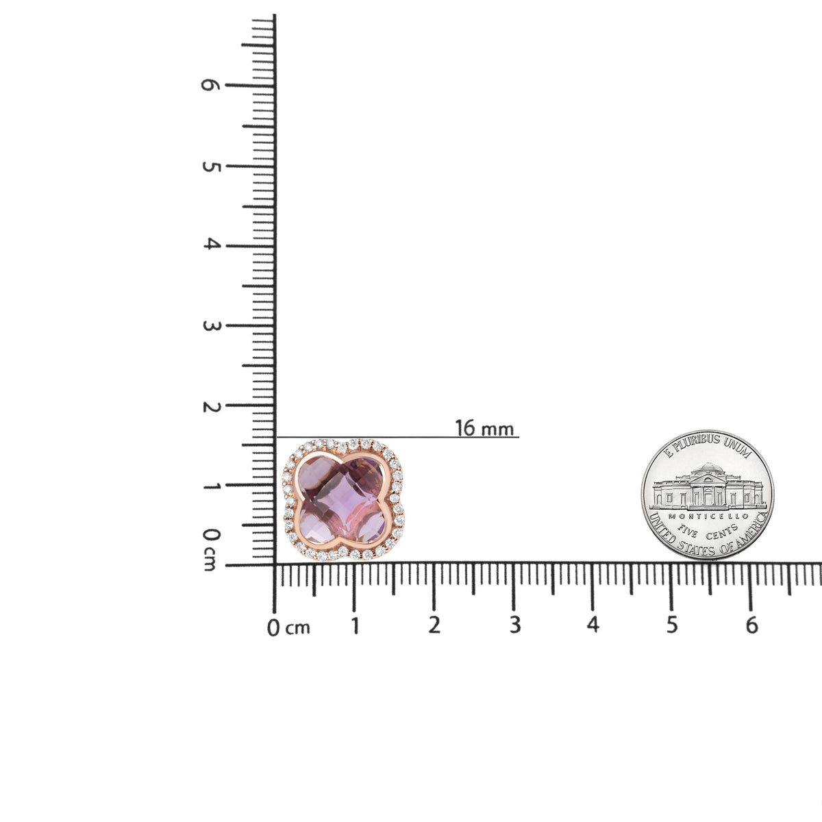 18K Rose Gold 3/8 Cttw Diamond and 11x11mm Clover-Cut Purple Amethyst Gemstone Clover Halo Stud Earrings (G-H Color, SI1-SI2 Clarity) - LinkagejewelrydesignLinkagejewelrydesign
