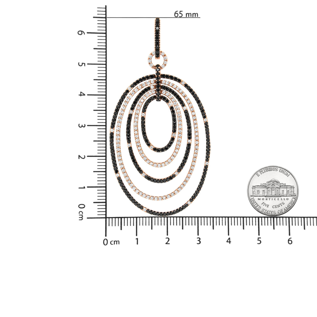 18K Rose Gold 5.00 Cttw Round Black and White Diamond Graduated Hoop Dangle Earrings (Black and F-G Color, VS1-VS2 Clarity) - LinkagejewelrydesignLinkagejewelrydesign