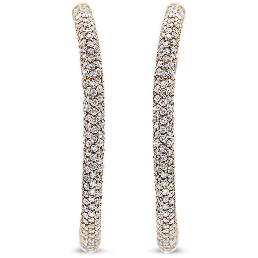 18K Rose Gold 6.90 Cttw Pave Set Diamond Inside Out Eternity Hoop Earrings (F-G Color, VS1-VS2 Clarity) - LinkagejewelrydesignLinkagejewelrydesign