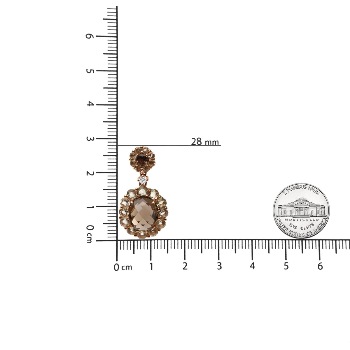 18K Rose Gold Diamond Accent and Lemon and Oval Smoky Color Quartz Gemstone Dangle Drop Earring (G-H Color, SI1-SI2 Clarity) - LinkagejewelrydesignLinkagejewelrydesign