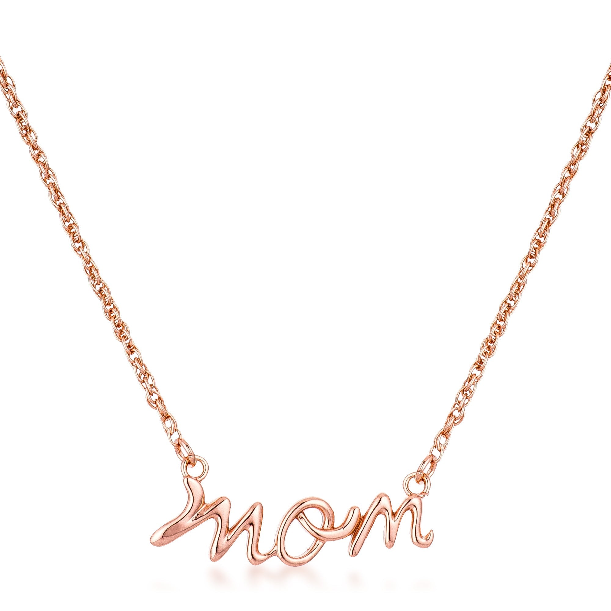 18k Rose Gold Plated Mom Script Necklace - LinkagejewelrydesignLinkagejewelrydesign