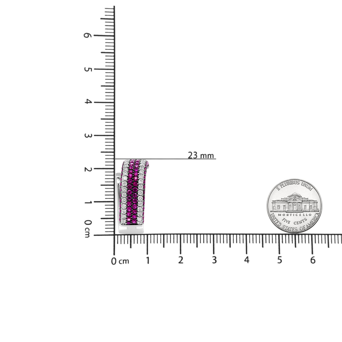 18K White Gold 1 7/8 Cttw Diamond and 1mm Round Red Ruby Open Swish Hoop Earrings (F-G Color, VS1-VS2 Clarity) - LinkagejewelrydesignLinkagejewelrydesign