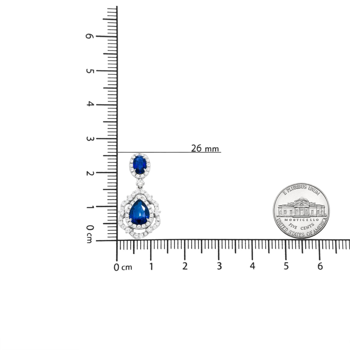 18K White Gold 1.00 Cttw Round Diamond 7.5 x 5.5 Pear and 5.5 x 3.5 Oval Tanzanite Dangle Drop Earring (H-I Color, SI1-SI2 Clarity) - LinkagejewelrydesignLinkagejewelrydesign