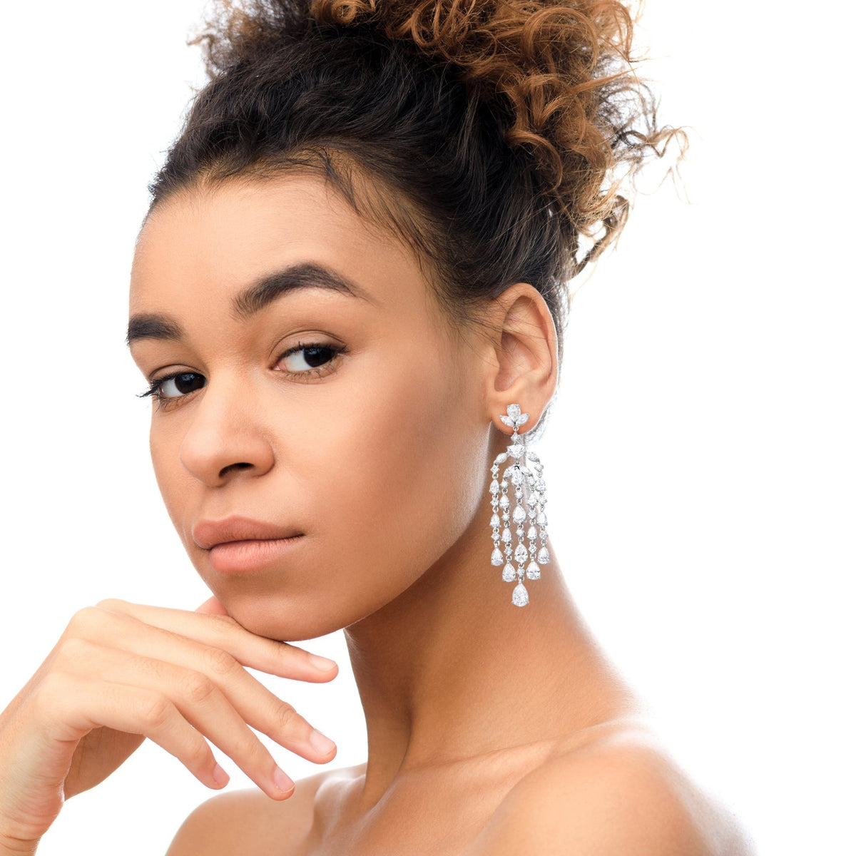 18K White Gold 11 1/8 Cttw Fancy Mixed Diamond Waterfall Chandelier Dangle Drop Earrings (VS1-VS2 Clarity, G-H Color) - LinkagejewelrydesignLinkagejewelrydesign