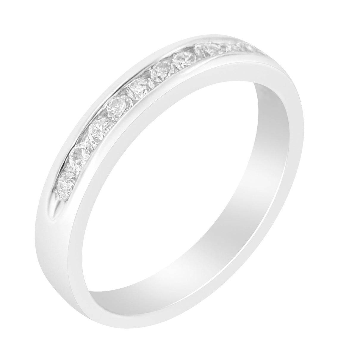 18K White Gold 1/4 Cttw Channel Set Brilliant Round-Cut Diamond Classic 11 Stone Wedding Band Ring (E-F Color, I1-I2 Clarity) - Size 5 - LinkagejewelrydesignLinkagejewelrydesign