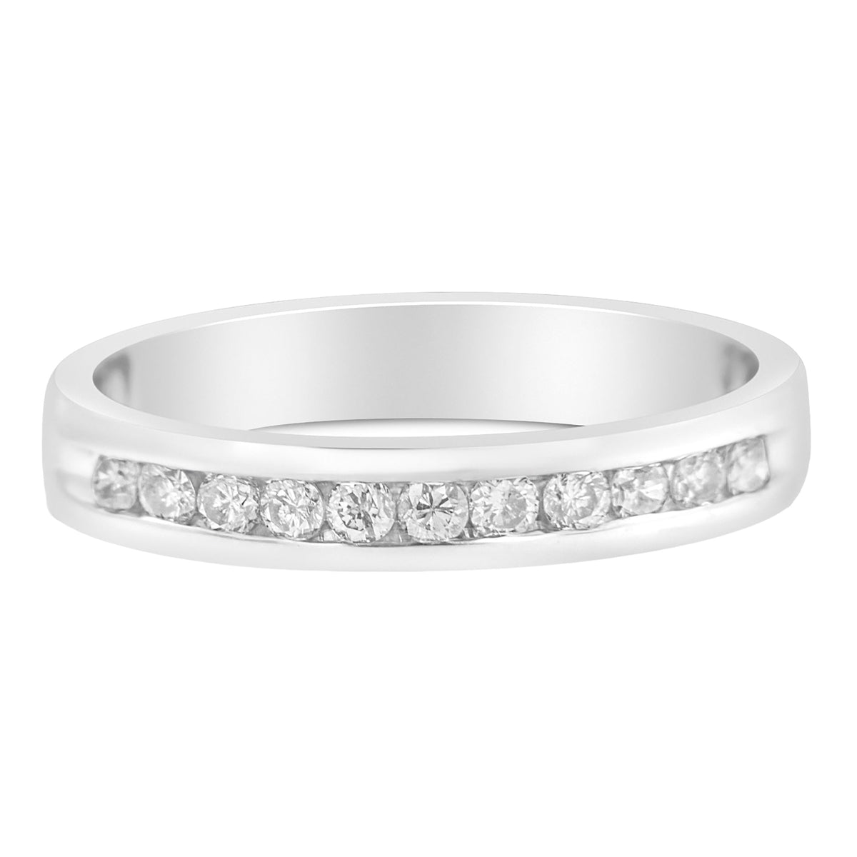 18K White Gold 1/4 Cttw Channel Set Brilliant Round-Cut Diamond Classic 11 Stone Wedding Band Ring (E-F Color, I1-I2 Clarity) - Size 5 - LinkagejewelrydesignLinkagejewelrydesign