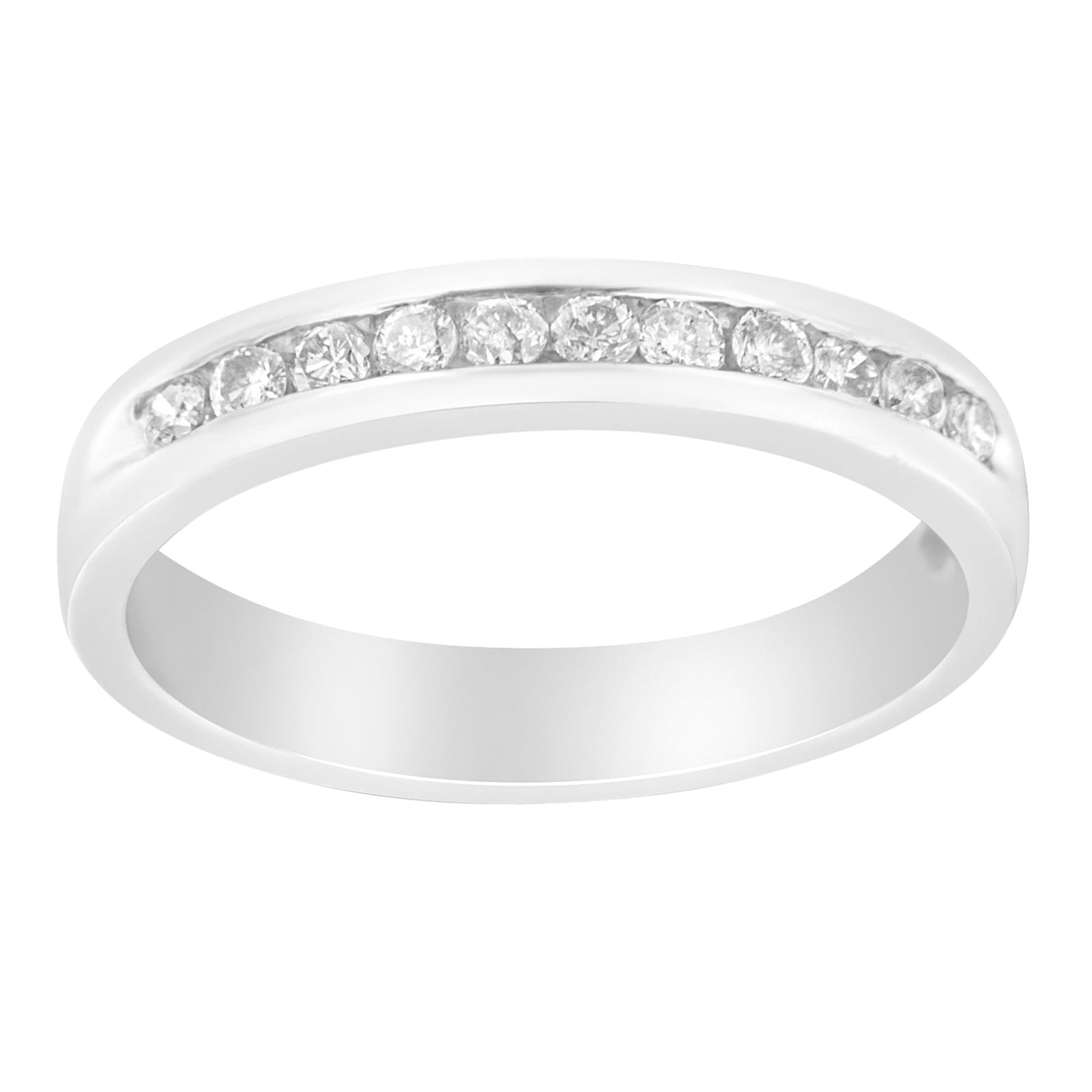 18K White Gold 1/4 Cttw Channel Set Brilliant Round-Cut Diamond Classic 11 Stone Wedding Band Ring (E-F Color, I1-I2 Clarity) - Size 5 - LinkagejewelrydesignLinkagejewelrydesign
