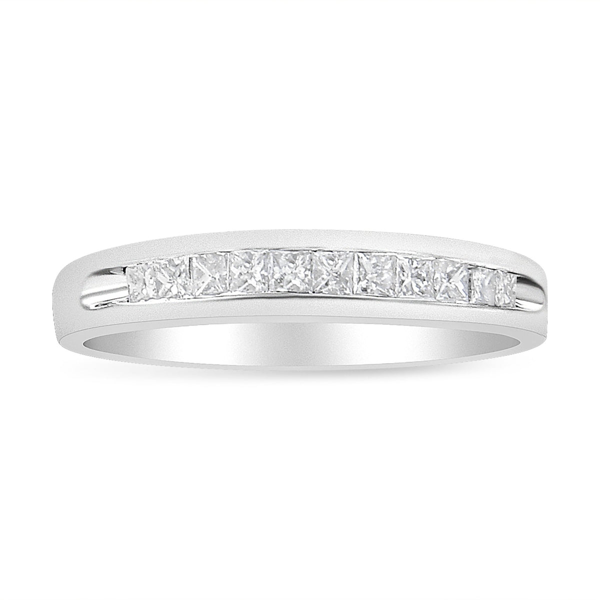18K White Gold 1/4 Cttw Channel Set Princess-cut Diamond Classic 11 Stone Band Ring (E-F Color, I1-I2 Clarity) - Size 7 - LinkagejewelrydesignLinkagejewelrydesign