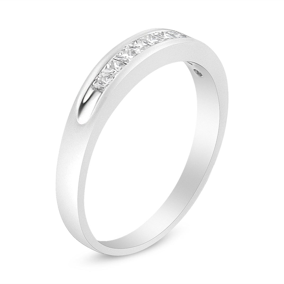 18K White Gold 1/4 Cttw Channel Set Princess-cut Diamond Classic 11 Stone Band Ring (E-F Color, I1-I2 Clarity) - Size 7 - LinkagejewelrydesignLinkagejewelrydesign