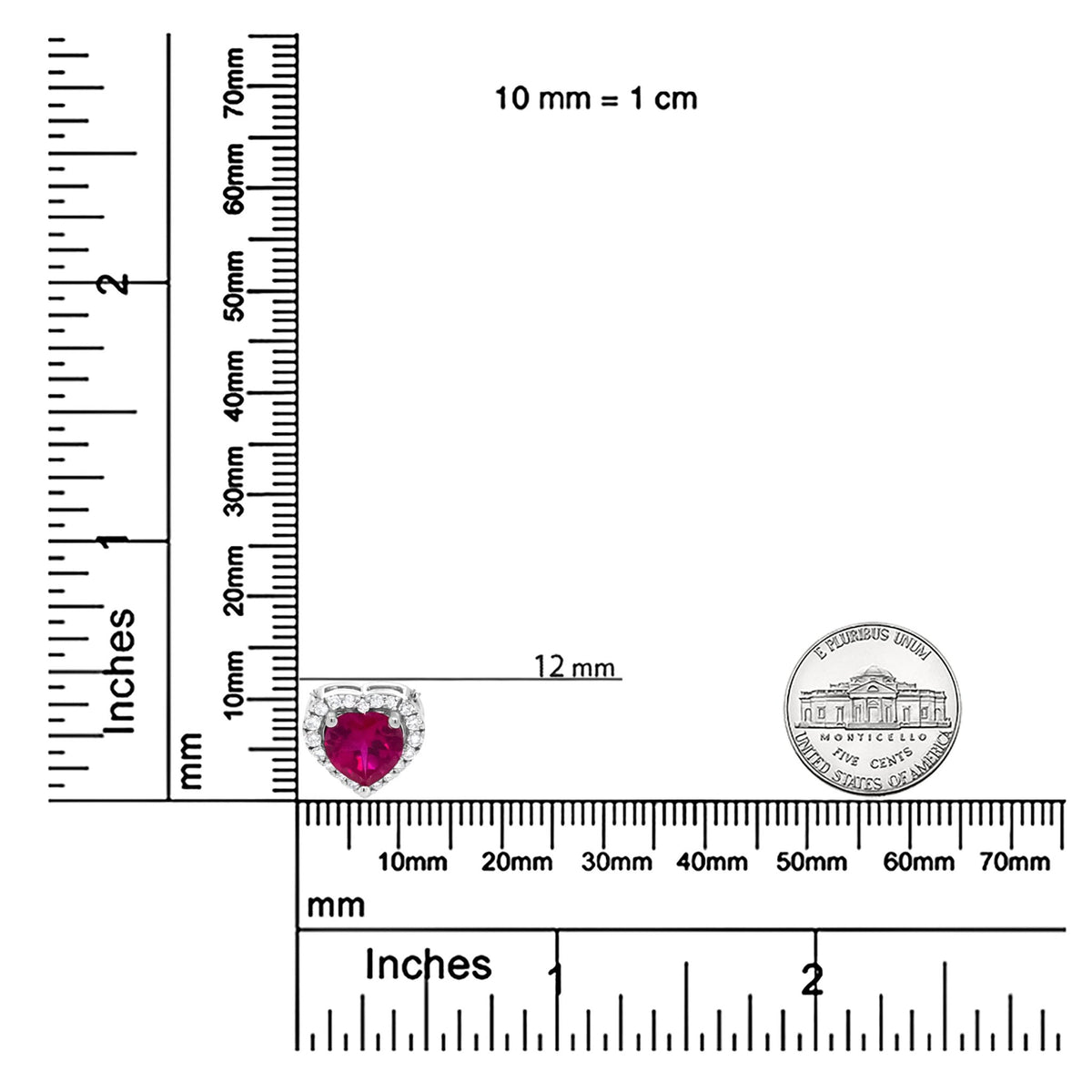 18K White Gold 1/5 Cttw Diamond and 6.7 x 7mm Heart-Shaped Ruby Halo 18&quot; Pendant Necklace (G-H Color, I1-I2 Clarity) - LinkagejewelrydesignLinkagejewelrydesign