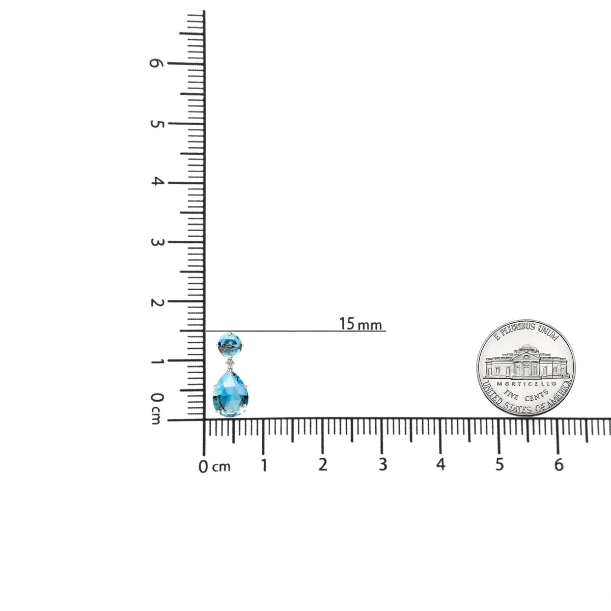 18K White Gold 1/5 Cttw Diamond with Round London Blue Topaz and 20 x 15mm Pear Cut Sky Blue Topaz Gemstone Dangle Earring (G-H Color, SI1-SI2 Clarity) - LinkagejewelrydesignLinkagejewelrydesign