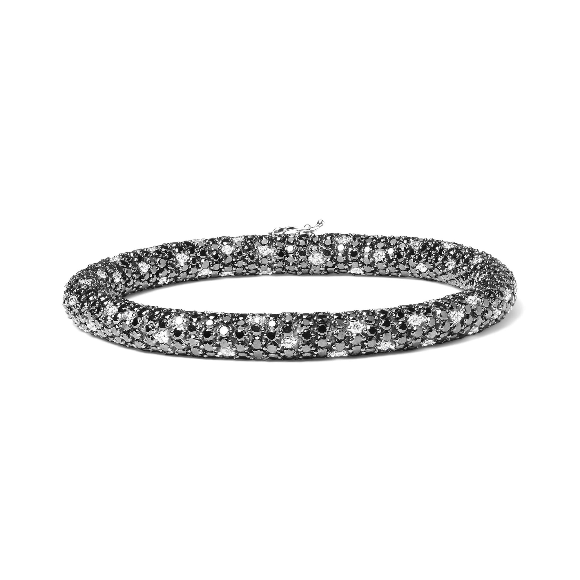 18K White Gold 20.0 Cttw Black and White Pave Set Diamond Eternity Snake Skin Style Tennis Bracelet (Black and G-H Color, SI1-SI2 Clarity) - Size 7" - LinkagejewelrydesignLinkagejewelrydesign