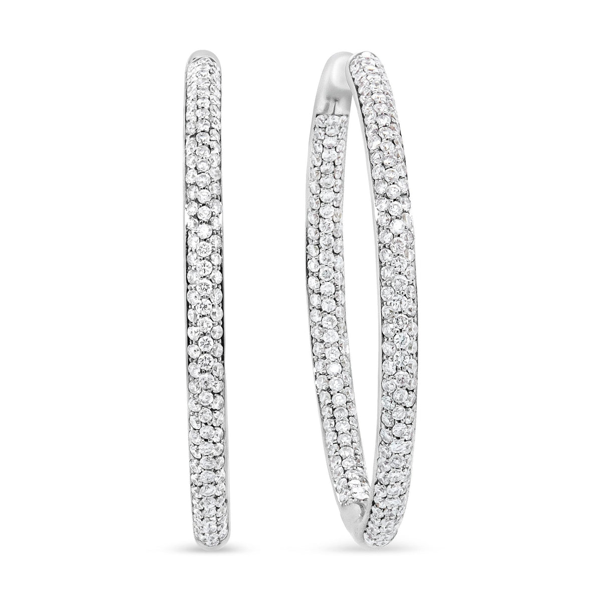 18K White Gold 2.00 Cttw Round-Cut Diamond Inner-Outer Hoop Earrings (F-G Color, VS1-VS2 Clarity) - LinkagejewelrydesignLinkagejewelrydesign