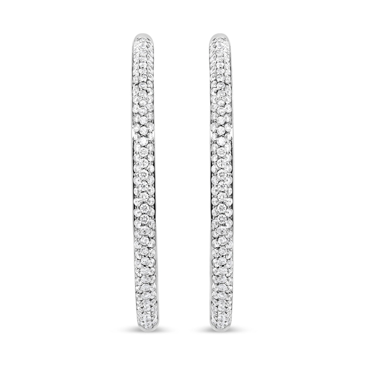 18K White Gold 2.00 Cttw Round-Cut Diamond Inner-Outer Hoop Earrings (F-G Color, VS1-VS2 Clarity) - LinkagejewelrydesignLinkagejewelrydesign
