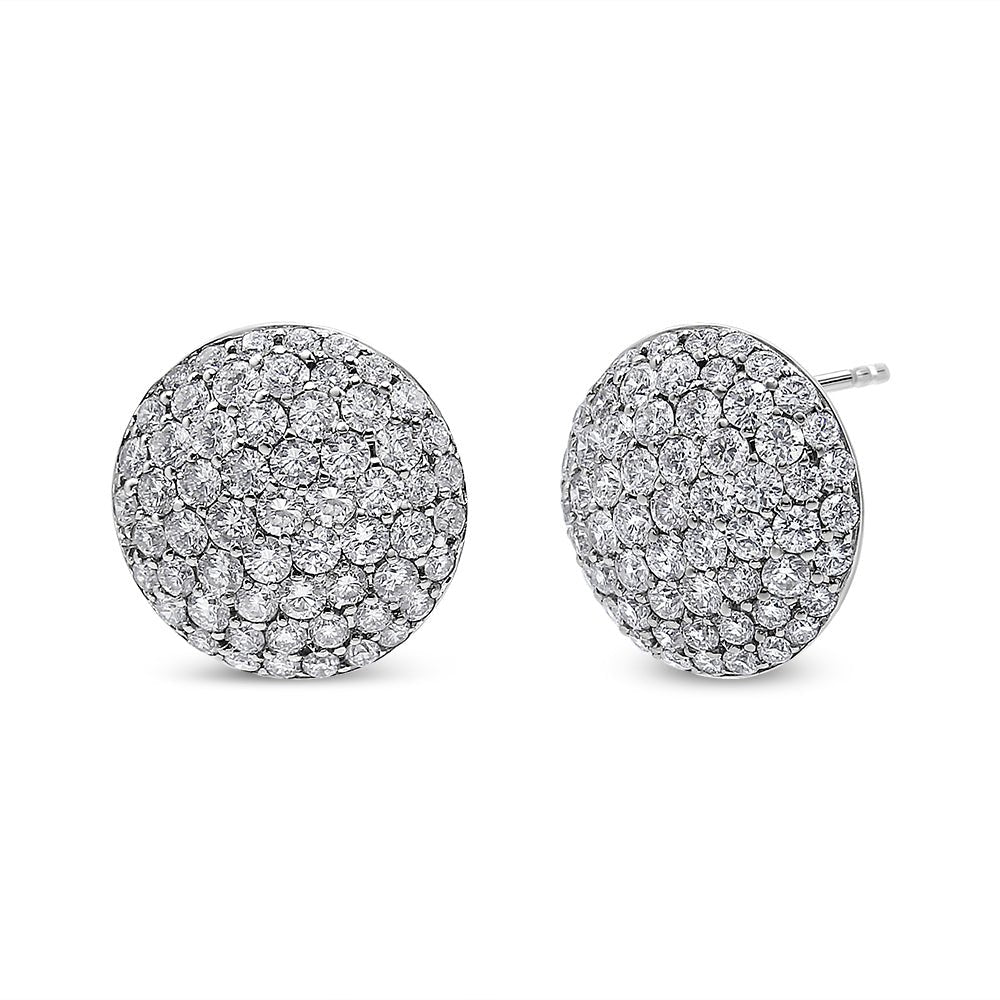 18K White Gold 3 1/2 Cttw Shared Prong Set Diamond Cluster Composite Disc Stud Earrings (F-G Color, VS1-VS2 Clarity) - LinkagejewelrydesignLinkagejewelrydesign