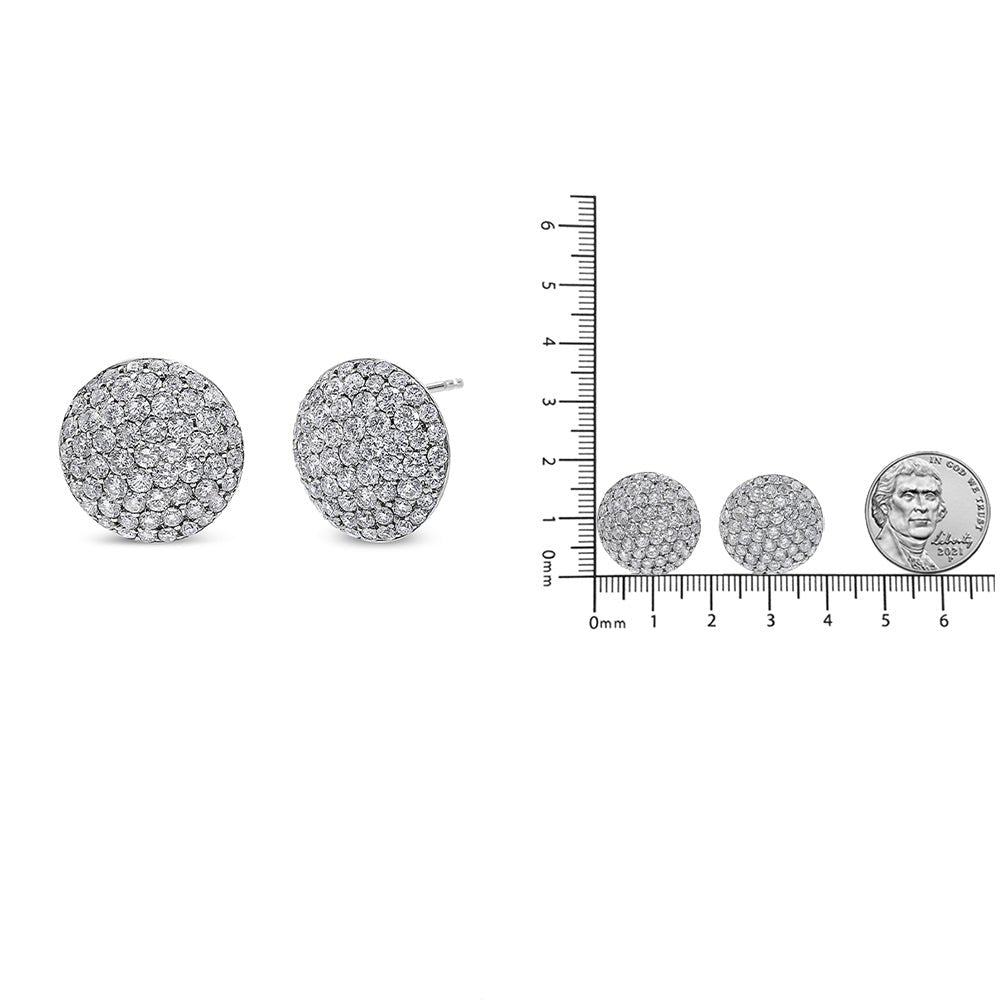 18K White Gold 3 1/2 Cttw Shared Prong Set Diamond Cluster Composite Disc Stud Earrings (F-G Color, VS1-VS2 Clarity) - LinkagejewelrydesignLinkagejewelrydesign