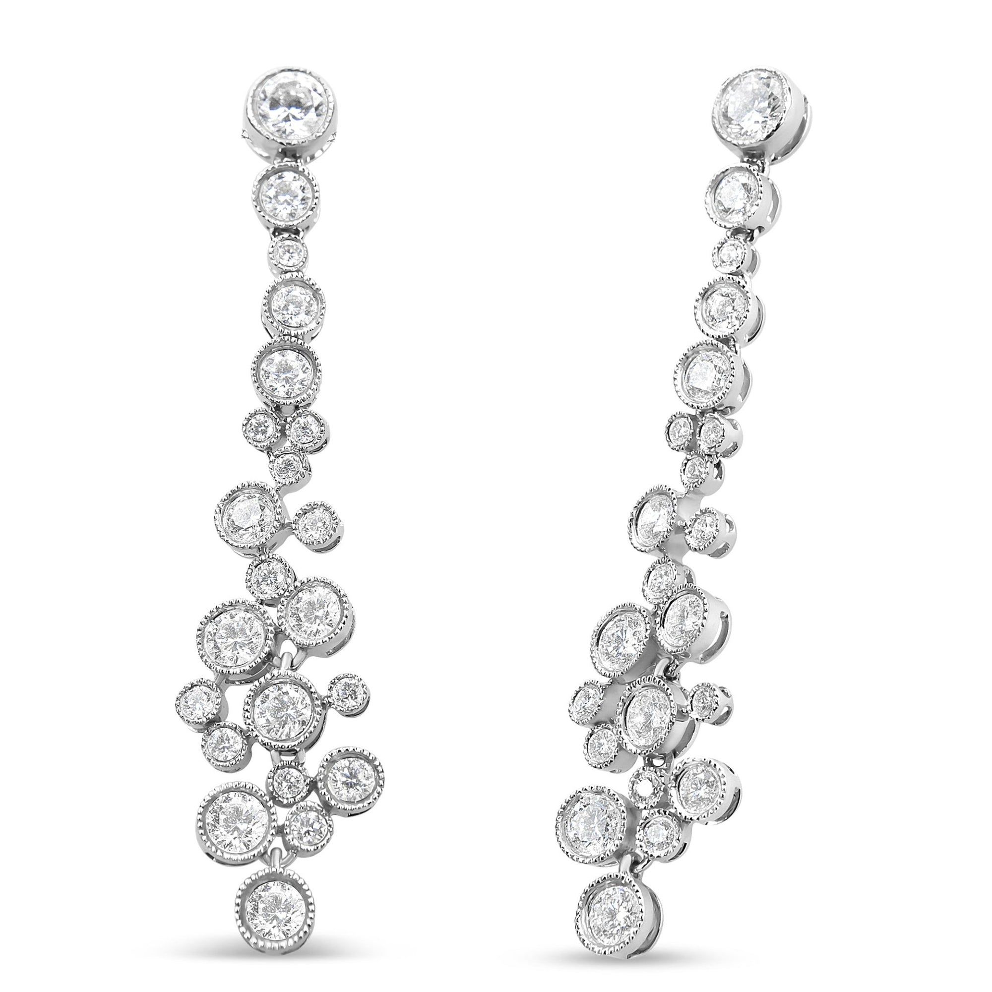 18K White Gold 3.15 Cttw Round Diamond Waterfall Drop Dangle Stud Earrings (H-I Color, VS1-VS2 Clarity) - LinkagejewelrydesignLinkagejewelrydesign