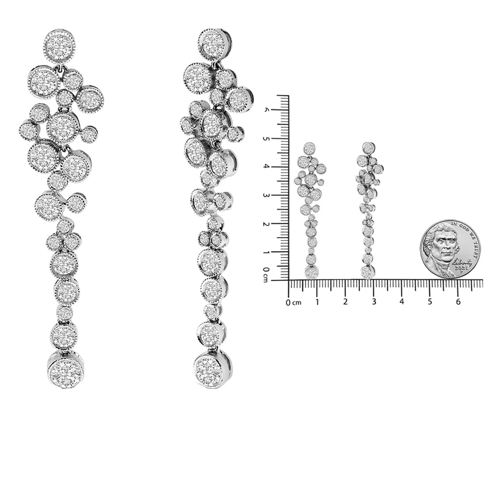 18K White Gold 3.15 Cttw Round Diamond Waterfall Drop Dangle Stud Earrings (H-I Color, VS1-VS2 Clarity) - LinkagejewelrydesignLinkagejewelrydesign