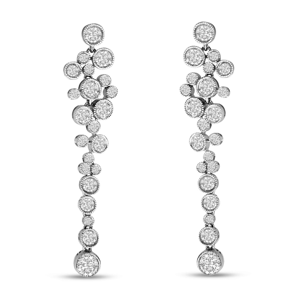 18K White Gold 3.15 Cttw Round Diamond Waterfall Drop Dangle Stud Earrings (H-I Color, VS1-VS2 Clarity) - LinkagejewelrydesignLinkagejewelrydesign