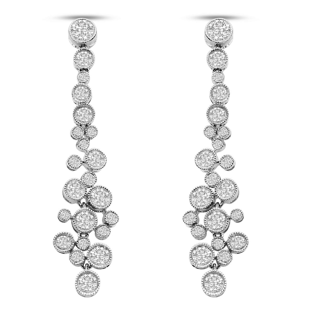 18K White Gold 3.15 Cttw Round Diamond Waterfall Drop Dangle Stud Earrings (H-I Color, VS1-VS2 Clarity) - LinkagejewelrydesignLinkagejewelrydesign