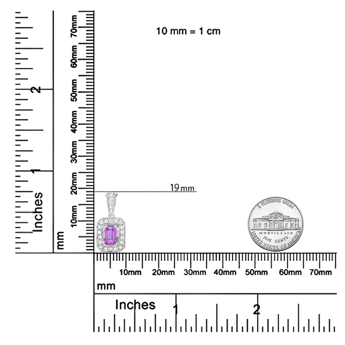 18K White Gold 6x4mm Pink Sapphire and 1/4 Cttw Pave-Set Round Diamond Pendant 18&quot; Necklace - (H-I Color, VS1-VS2 Clarity) - LinkagejewelrydesignLinkagejewelrydesign