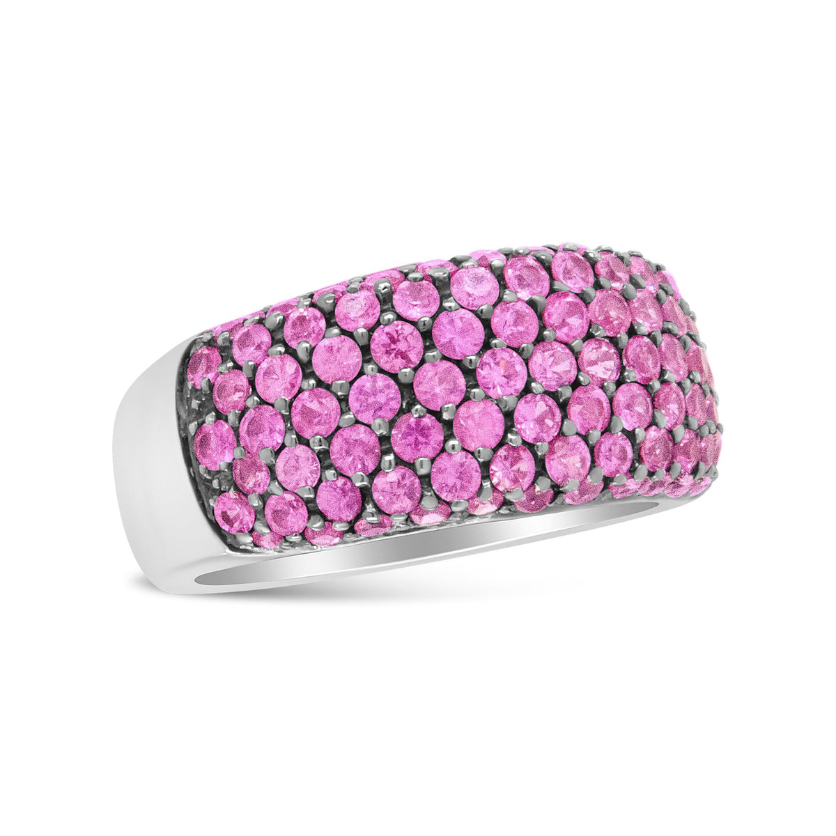 18K White Gold and Black Rhodium Multi Row Pink Sapphire Classic Band Ring - Ring Size 6.5 - LinkagejewelrydesignLinkagejewelrydesign