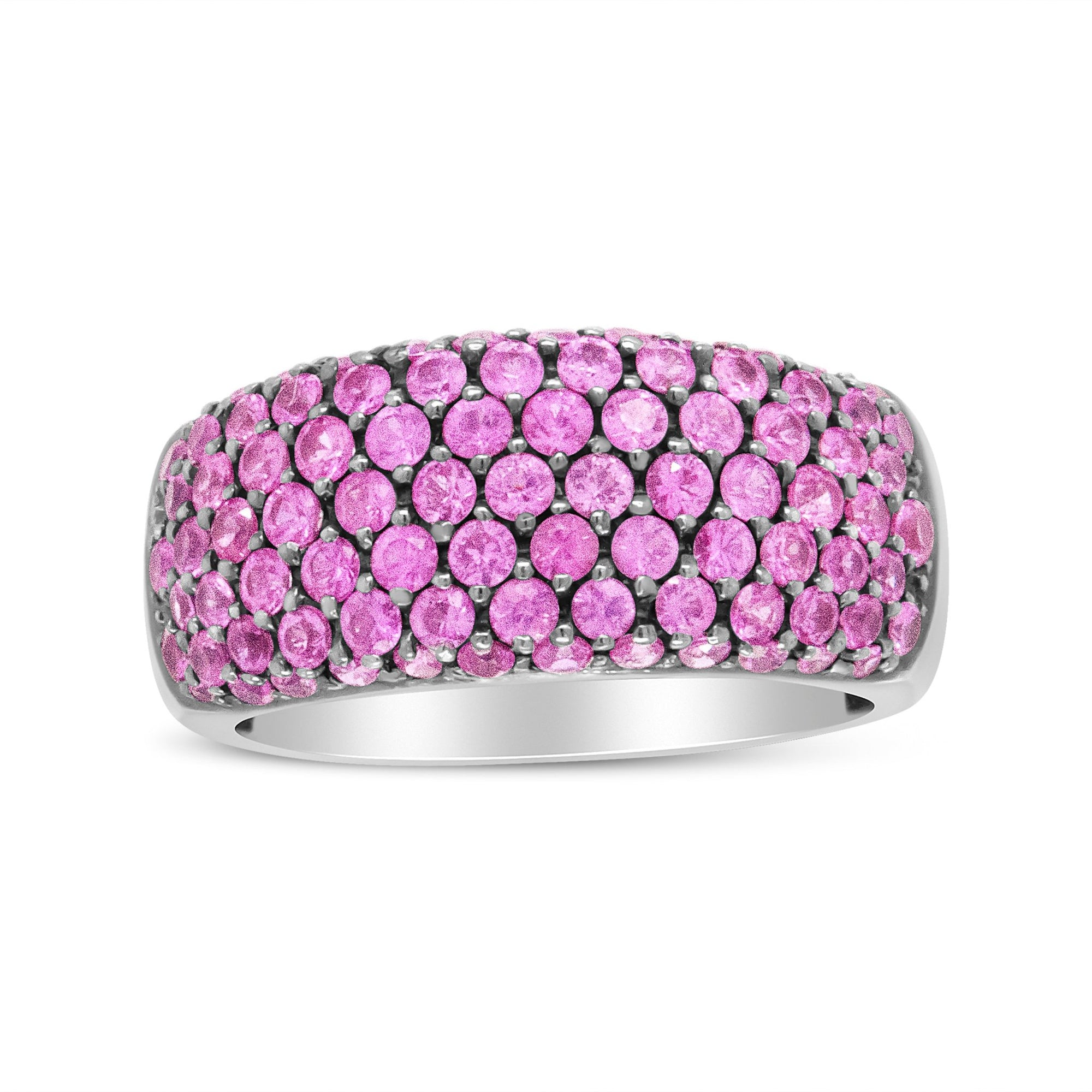 18K White Gold and Black Rhodium Multi Row Pink Sapphire Classic Band Ring - Ring Size 6.5 - LinkagejewelrydesignLinkagejewelrydesign