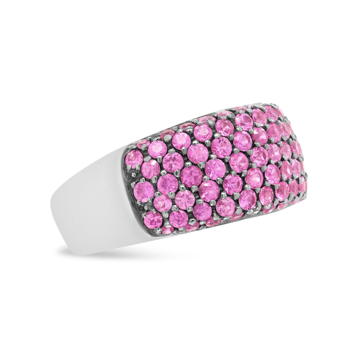 18K White Gold and Black Rhodium Multi Row Pink Sapphire Classic Band Ring - Ring Size 6.5 - LinkagejewelrydesignLinkagejewelrydesign