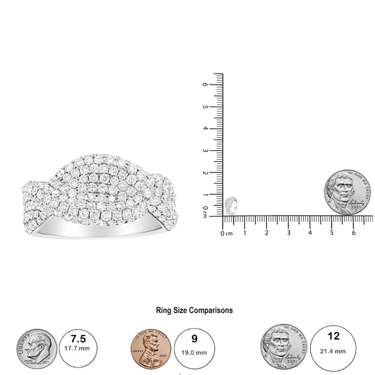 18K White Gold Cluster 2 1/4 Cttw Diamond Fashion Ring (F-G Color, VS1-VS2 Clarity) - Ring Size 7 - LinkagejewelrydesignLinkagejewelrydesign