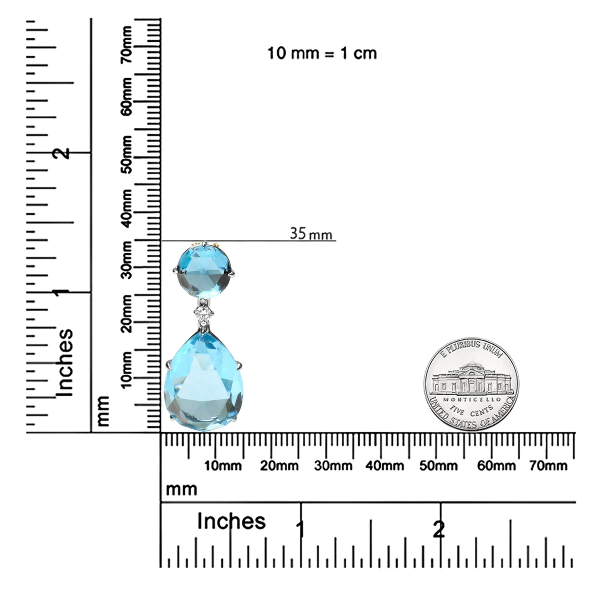 18K White Gold Diamond Accent and Round London Blue Topaz and Pear Cut Sky Blue Topaz Dangle Drop 18&quot; Pendant Necklace (G-H Color, SI1-SI2 Clarity) - LinkagejewelrydesignLinkagejewelrydesign