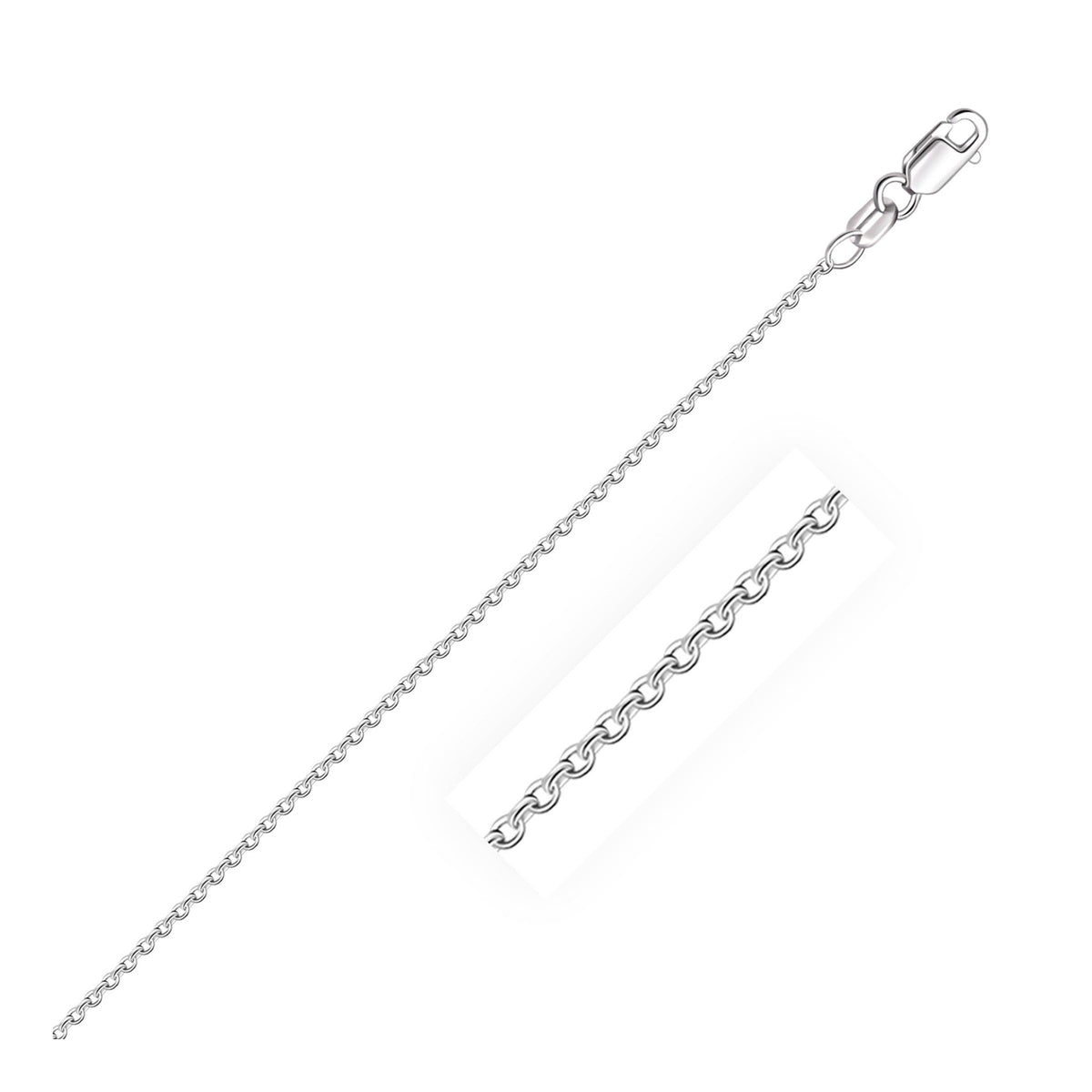 18k White Gold Round Cable Chain 1.5mm - LinkagejewelrydesignLinkagejewelrydesign